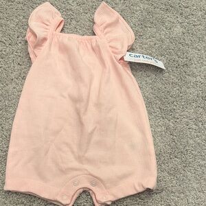 Carter's Light Pink Waffle Flutter-Sleeve Romper